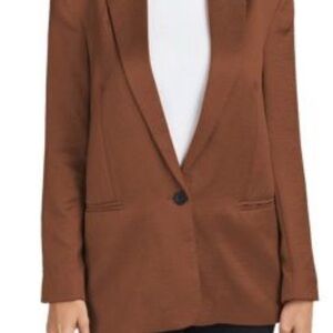 DR2 By Daniel Rainn Notch Collar Blazer Size Small Root Beer Rumpled Satin NWOT